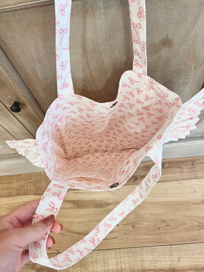 Pink Bow Ruffle tote
