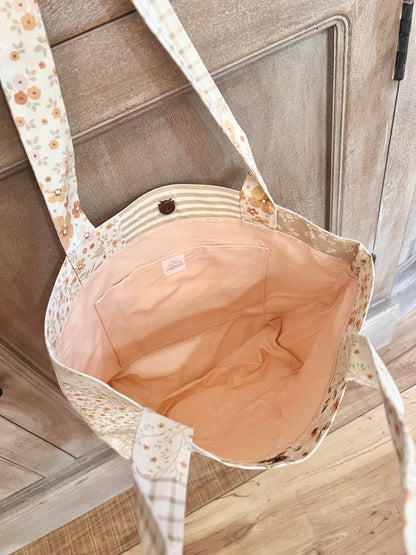 Neutral Patchwork Box Tote