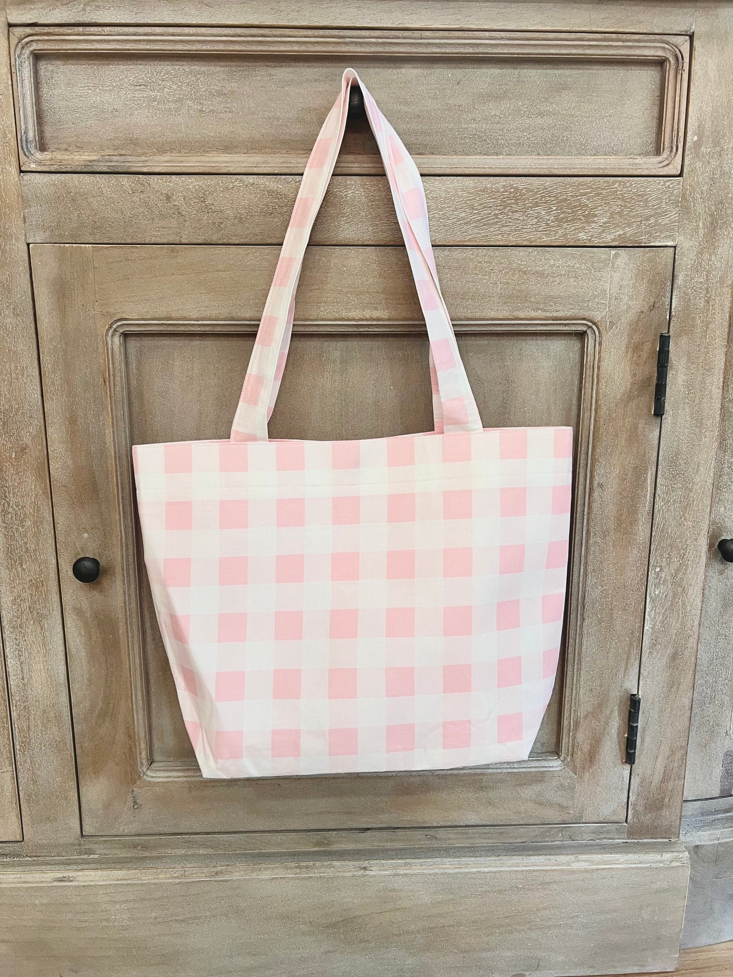 Pink Gingham Box Tote