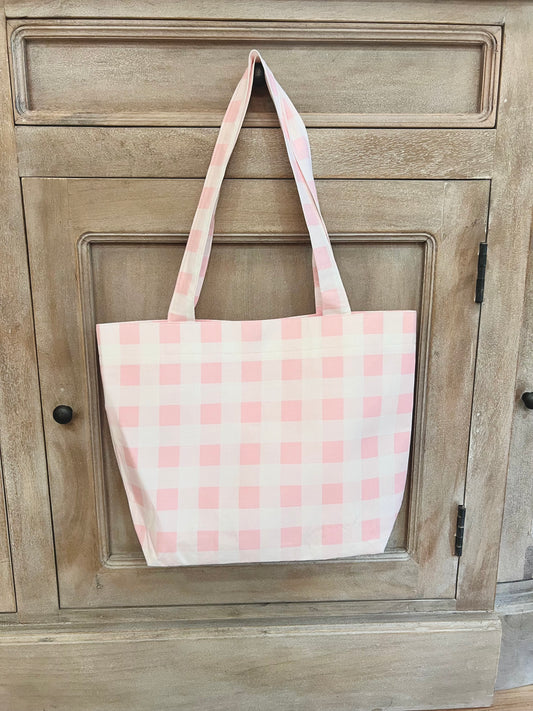Pink Gingham Box Tote