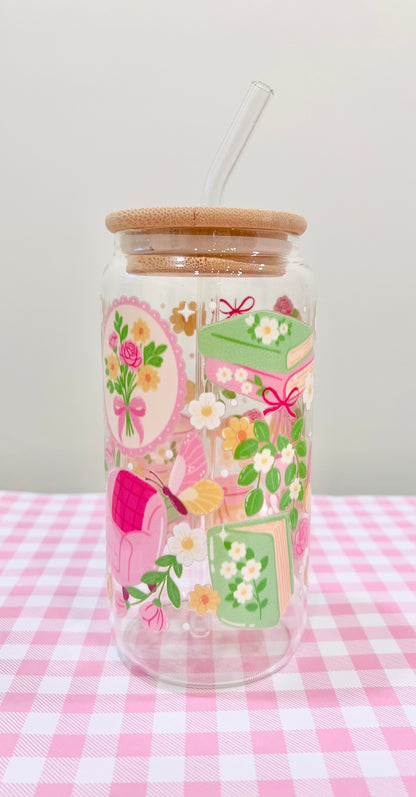 Bookish Coquette Glass Cup