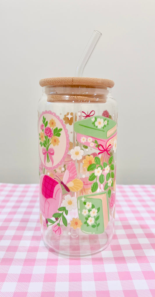 Bookish Coquette Glass Cup
