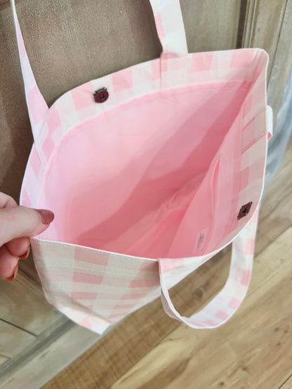 Pink Gingham Box Tote
