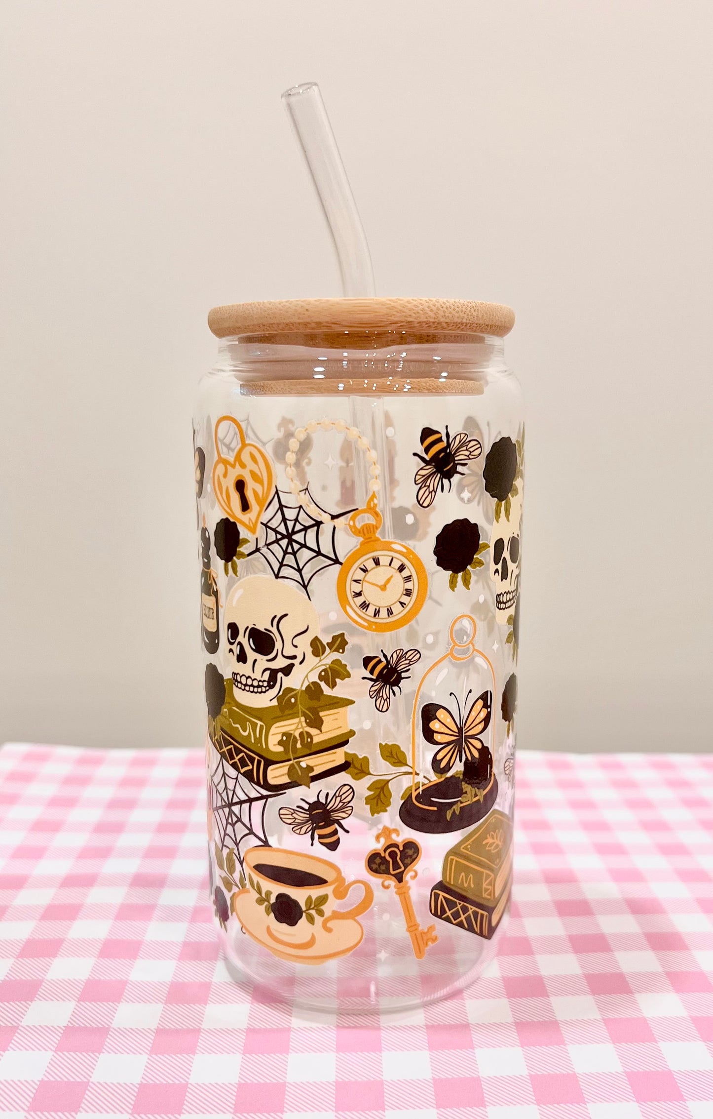 Dark Academia Glass Cup