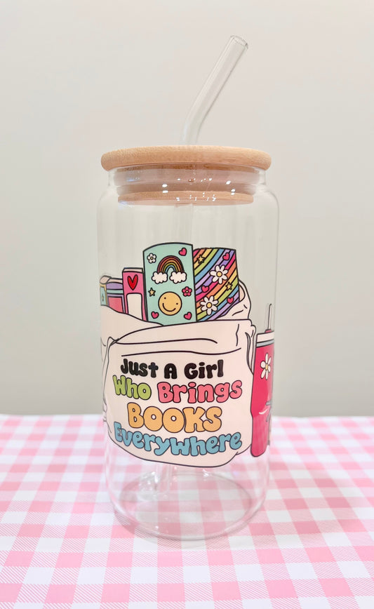 Bookish Girl Glass Cup