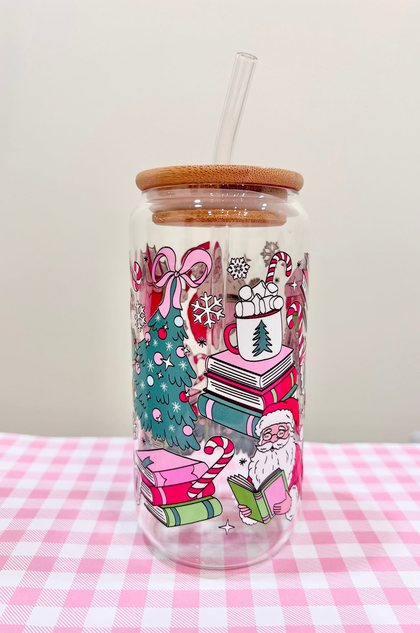 Bookish Christmas Glass Cup