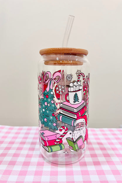 Bookish Christmas Glass Cup