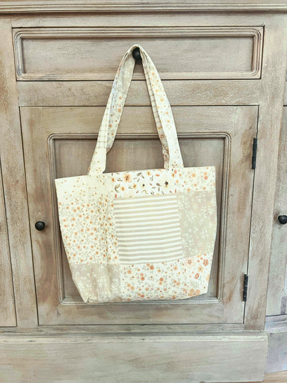 Neutral Patchwork Box Tote