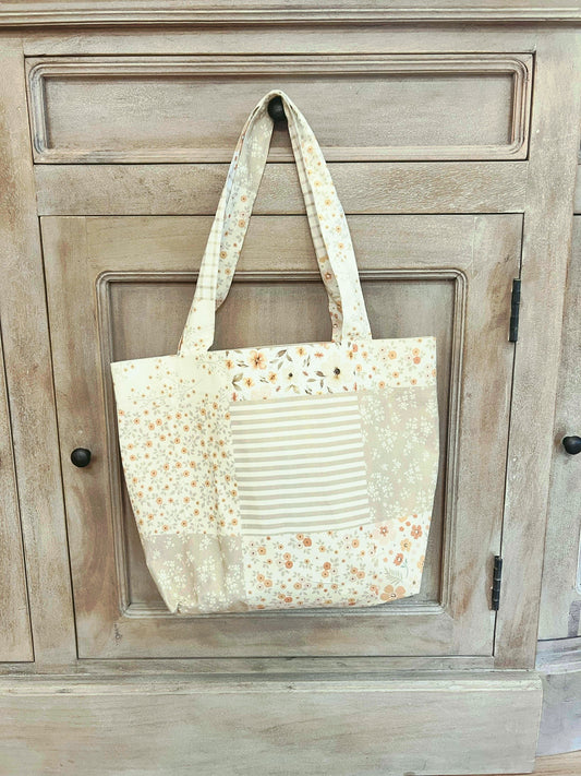 Neutral Patchwork Box Tote