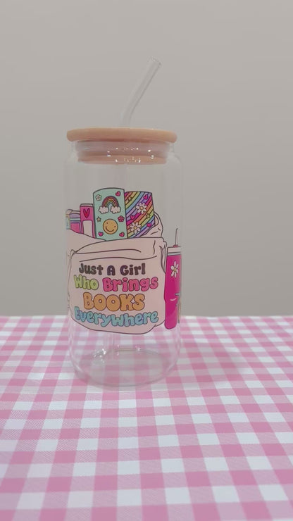 Bookish Girl Glass Cup