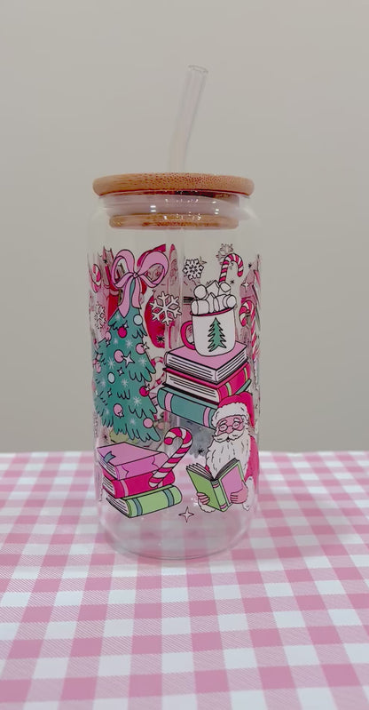Bookish Christmas Glass Cup